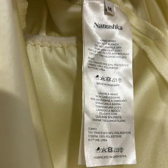 Nanushka Satin Dress Lime Yellow Size Medium - Picture 6 of 7